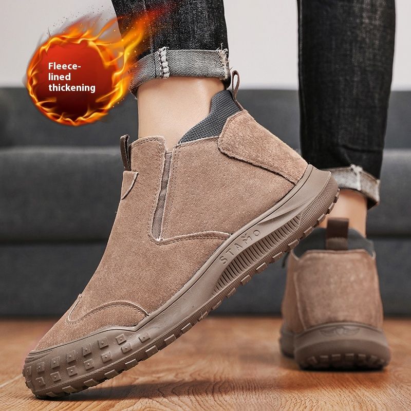 Winter snow boots men, featuring a combination of fur, bread, and plush added warmth. These cotton shoes are designed_voghion.com