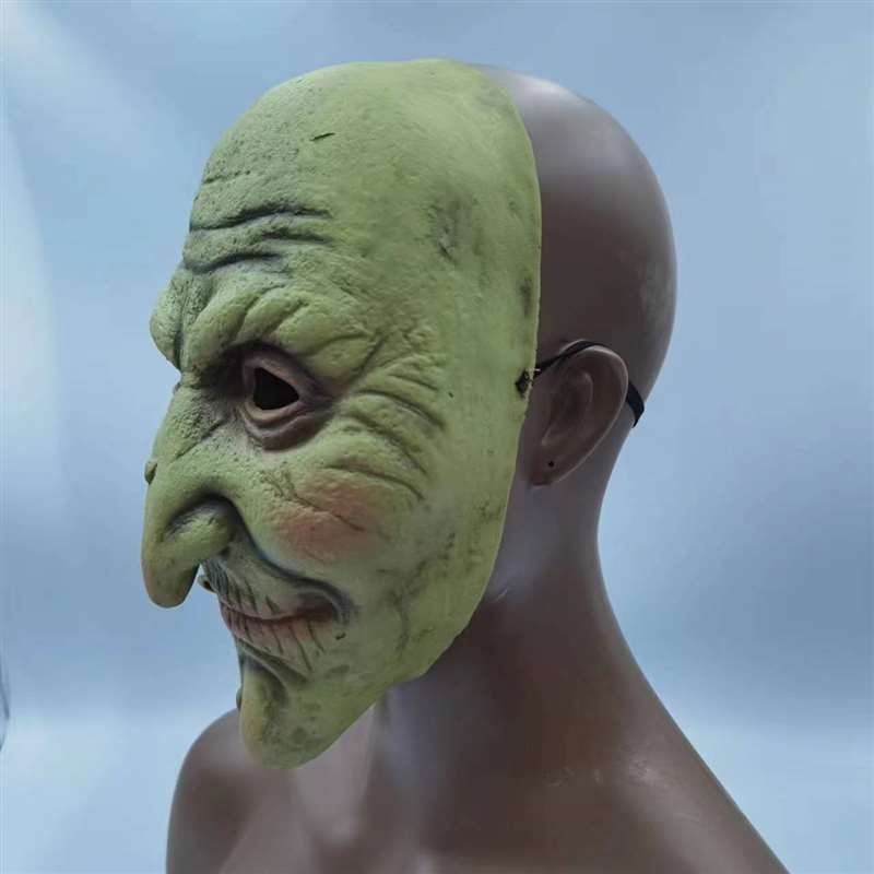 Old man mask head set Halloween Fool's Day masquerade party granny face wig witch mask_voghion.com