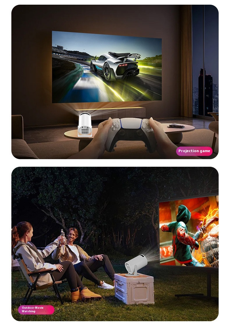 Y200 Mini Projector - 240 ° Rotating PTZ | Four Corner Trapezoidal Correction Wireless Screen Projection High Definition Outdoor Camping Home Theater_voghion.com