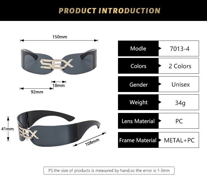 001 High-end Outdoor Hiking Sunglass Mountaineering Ski Goggl Unisex Futuristic Punk Framels Integrated Sunshade_voghion.com