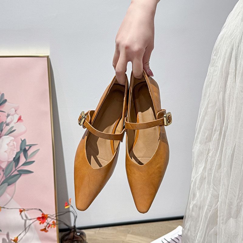 Sommer-Loafer mit spitzer Spitze für Damen, schlichter und eleganter neuer Stil, flache Einzelschuhe, gerade_voghion.com