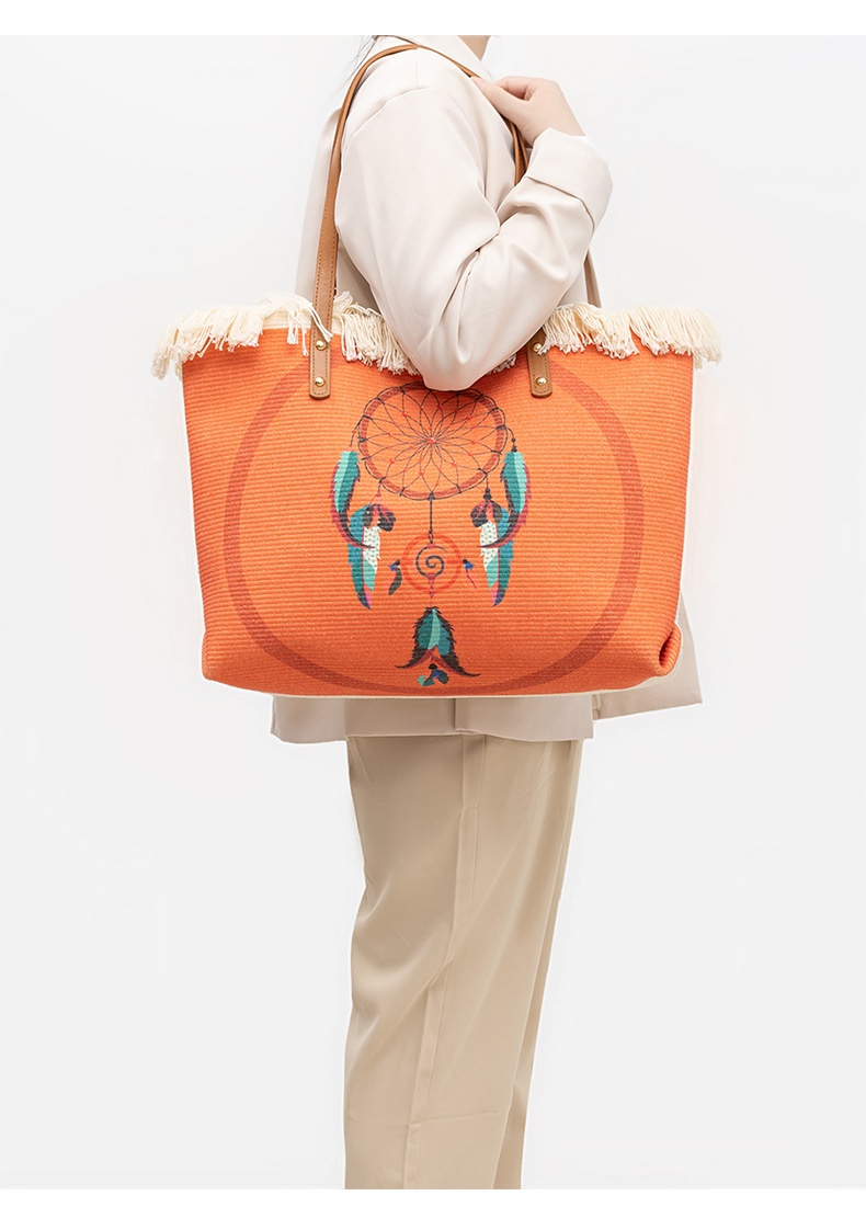 Bohemian ethnic style canvas commuting shoulder niche design, large capacity bag, women's bag_voghion.com