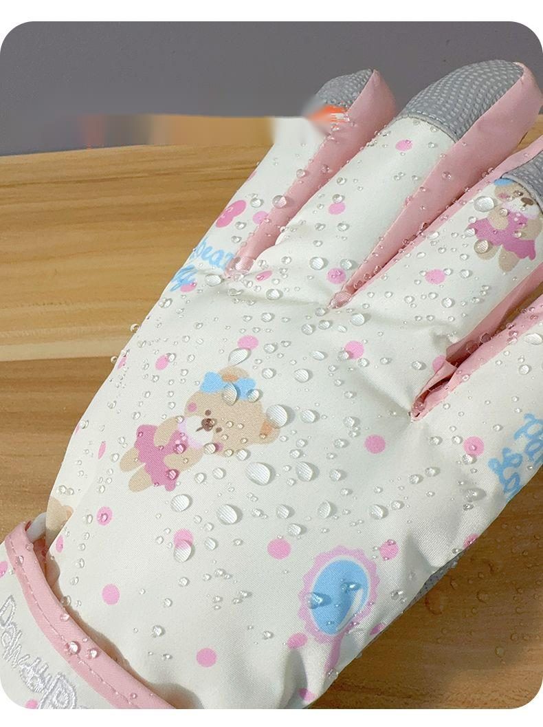 Gants de ski mignons pour femme, en coton d'hiver, chauds, résistants au froid, imperméables, en velours épais, pour écran tactile, pour cyclisme_voghion.com