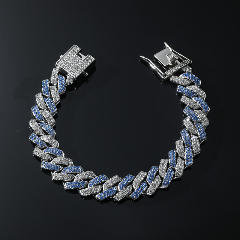 Hip hop Men Women Cuban Link Chain Bracelet Iced Out AAA+ Rhinestone Paved Cuban Bracelets Prong Hand Link Chain Hiphop Jewelry_voghion.com