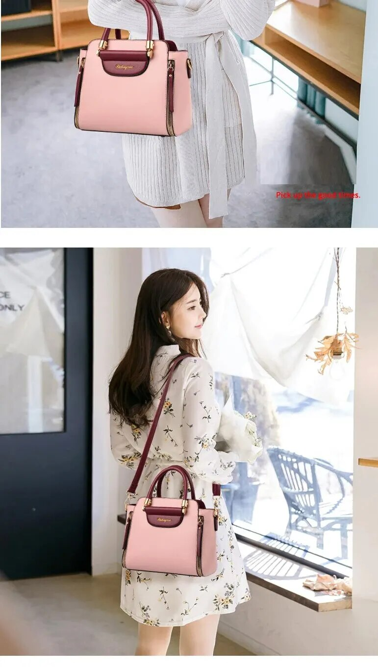 Fashion Color Contrast Handbag, ing Striped Crossbody Bag, Women's Elegant Office & Work Purse_voghion.com