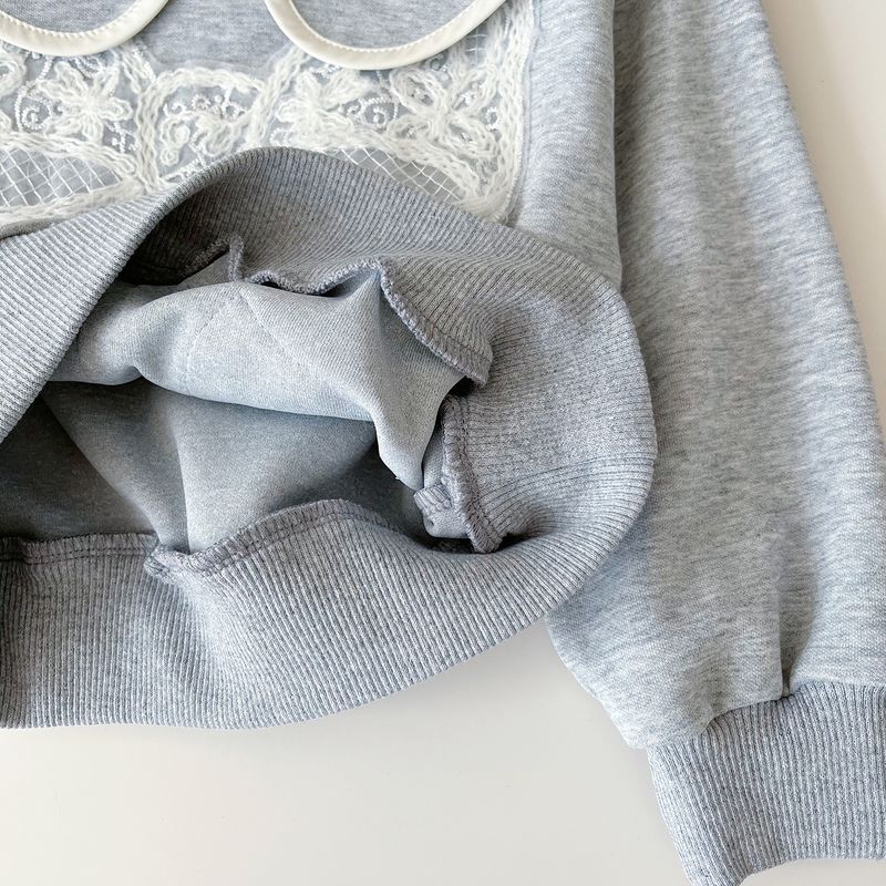 Ensemble deux pièces pour fille, nouvelle version coréenne d'automne 2024, pull en dentelle à revers et jupe plissée_voghion.com