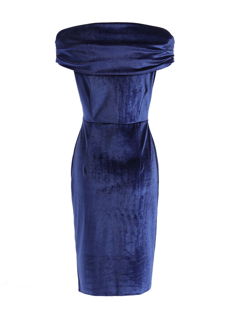 Abito da donna in velluto dorato con scollo a V e spalle scoperte, stile pendolare, 2024, nuovo temperamento_voghion.com