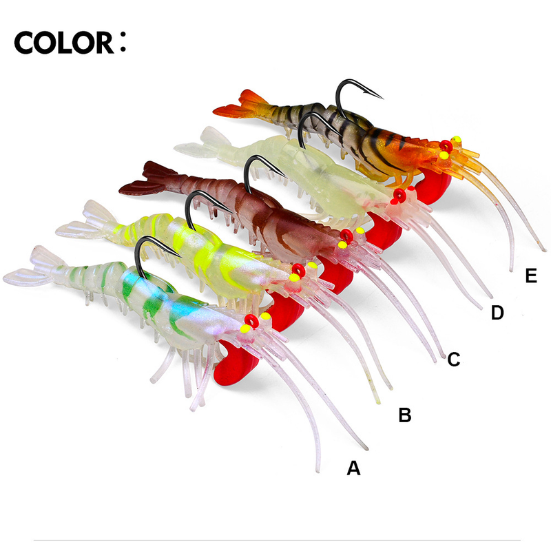 Leurre de pêche à la crevette avec hameçon lumineux à cinq sections cassées et plombées_voghion.com