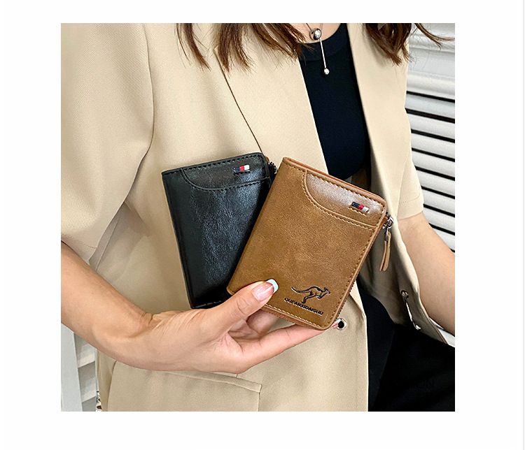 Herren Geldbörse Brieftasche Kurze Brieftasche Retro Reißverschluss Münzbörse Mode Kartenset Multi-Karten Clutch Bag_voghion.com