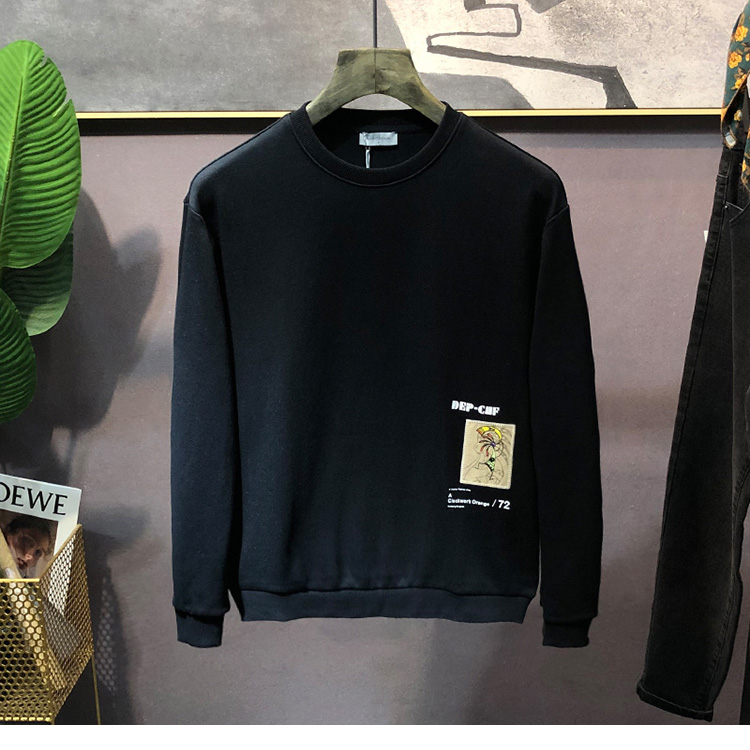 Korean slim fit trendy label with printed pullover on the back, long sleeved hoodie for men's new casual and handsome_voghion.com