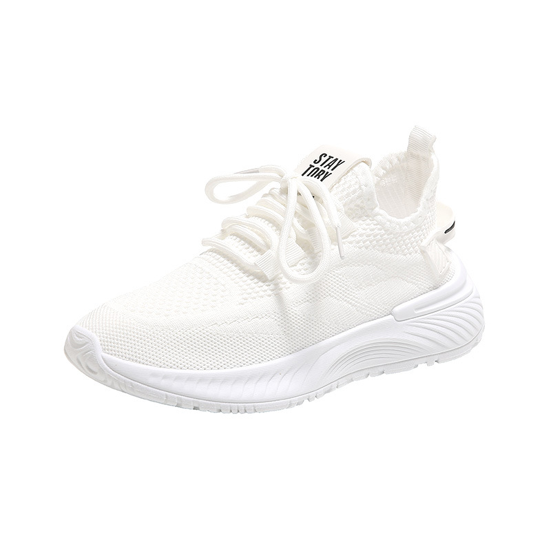 LD290 Neue Damen-Laufschuhe für den Sommer: Atmungsaktive, dicke Sohle mit Höhenverstärkung, schlichtes Mesh-Obermaterial, weiß, ideal zum Laufen_voghion.com