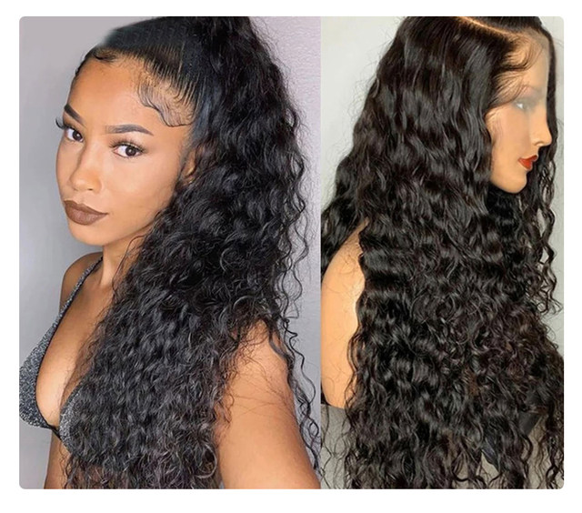 Parrucca frontale a onda profonda Capelli umani Parrucca di capelli umani ricci 13x4 Parrucca di pizzo HD trasparente Parrucche di onda d'acqua 13x6 Densità 180_voghion.com