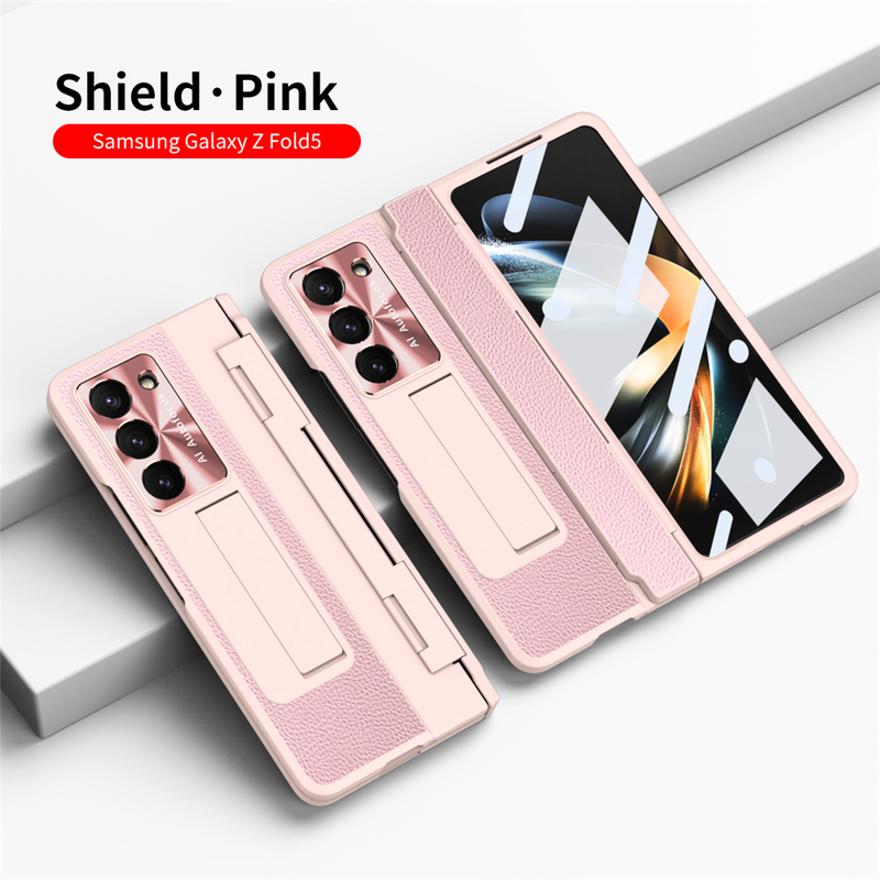 Hinge Leather Phone Cae For Samung Galaxy Z Fold 5 5G Cover With S Pen Camera Screen Protection Shockproof Coque_voghion.com