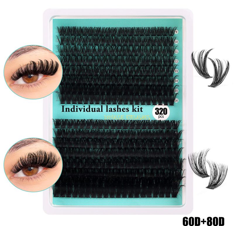 Cross border new 30D100D thick single cluster false eyelashes set 9 16mm curling DIY segmented eyelashes_voghion.com