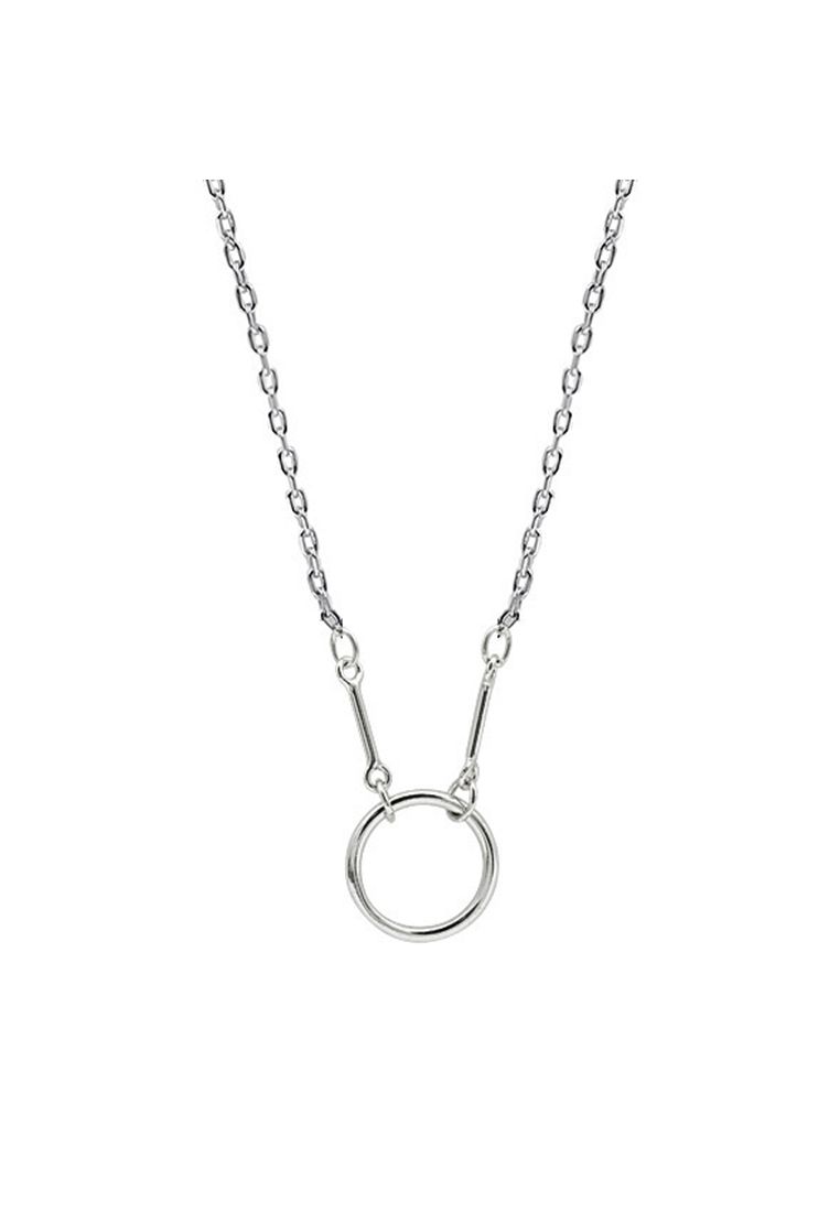 LDR9134 S925 Silver Simple Circle Necklace_voghion.com