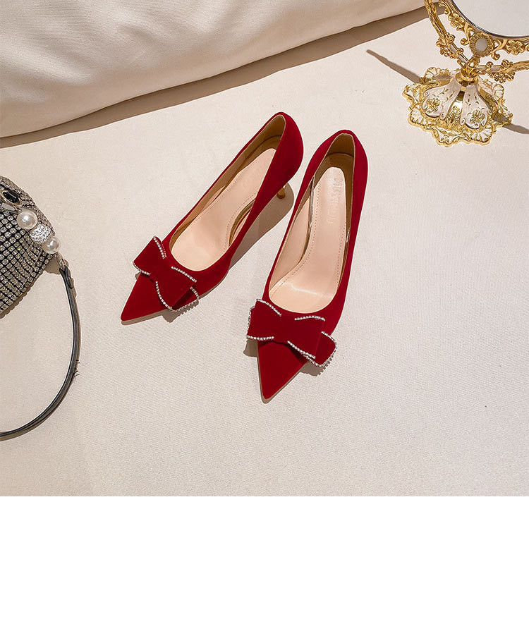 Break code A-124 Small Fragrant Wind Pointed Water Diamond High Heel Single Women's Summer French Wedding Shoes Thin_voghion.com