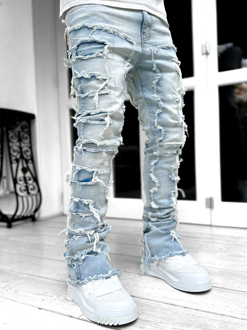 Mode Stretch Patch männer Jeans Y2K Patchwork Kreative Quasten Dekoration Gerade Denim Hosen Für Männer Hip Hop Jean Hosen_voghion.com