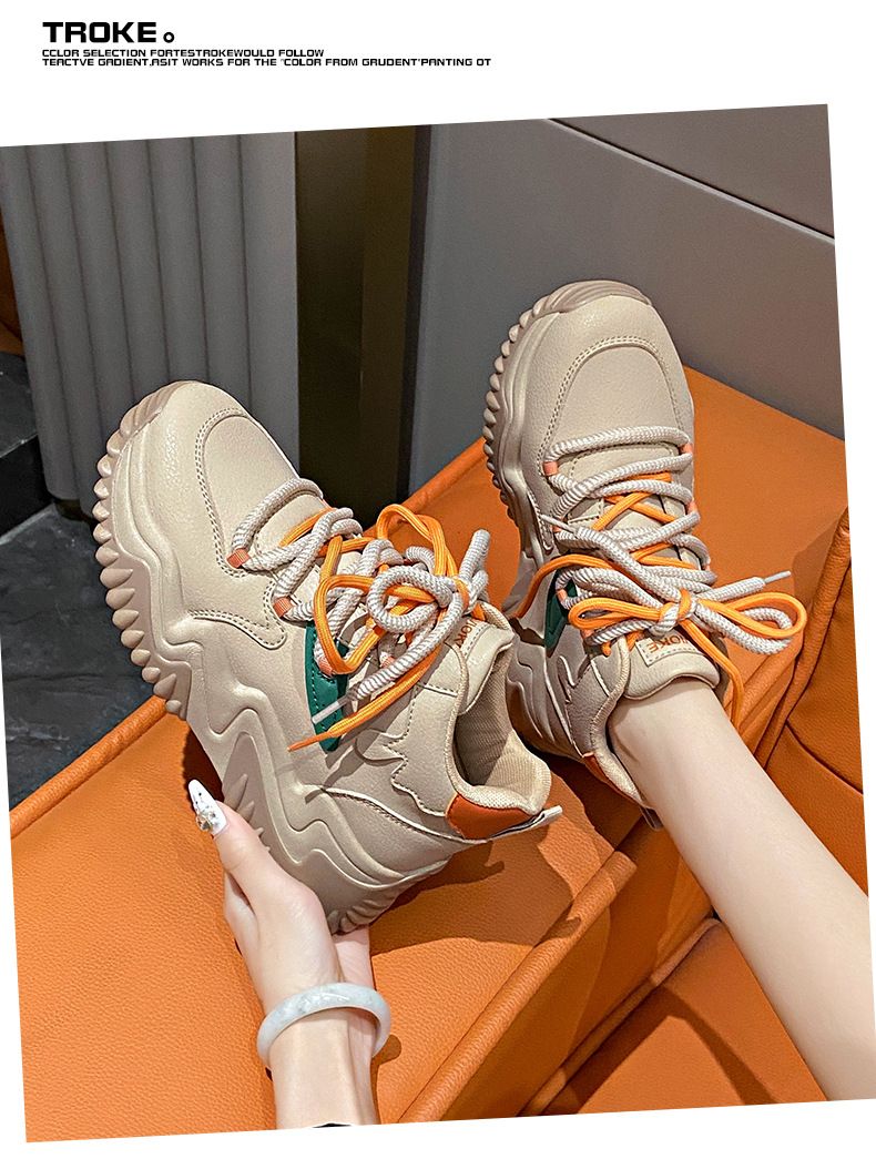 Bottes mi-hautes à plateforme pour femmes, chaussures de papa à plateforme, bottes d'alpinisme à lacets, chaussures décontractées pour femmes_voghion.com