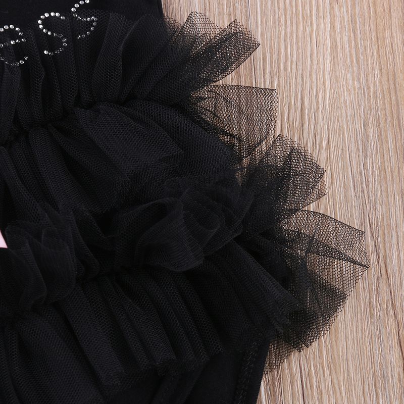 Kids' Clothing Ins Popular Girl Baby Newborn Black Lace Skirt Romper Cute Girl Letter Angel Crawling Clothes Jumpsuit_voghion.com
