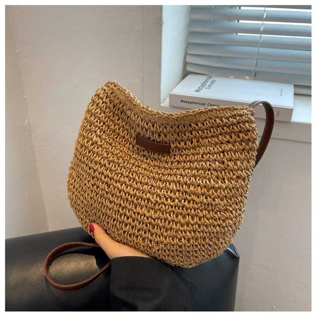 Dammode Sommar Halm Crossbody-väska Dam Strandsemester Shopping Vävd axelhandväska Messenger-väskor för kvinnor Väskor_voghion.com