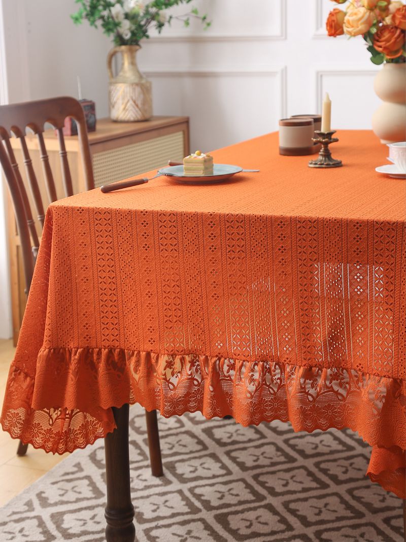 Polka Dot Lace Tablecloth – Stylish & Durable Polyester Table Cover With Anti-Slip Backing (140x100cm To 140x260cm, 5 Colors, Dustproof & Decorative)_voghion.com