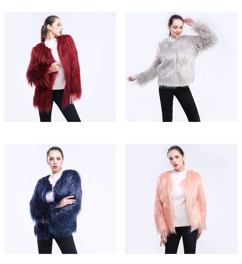 Cappotto di agnello in pile di lana lavata di grandi dimensioni a maniche lunghe corte alla moda da donna_voghion.com