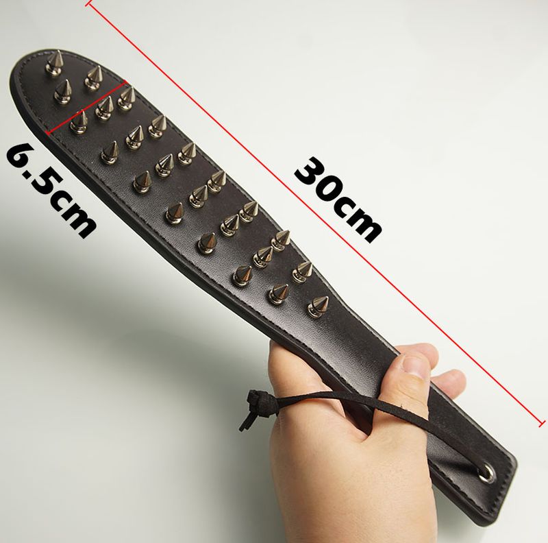 Paletta per sculacciate BDSM, frusta in pelle con punte a doppio lato, giocattoli sessuali per coppie, giochi per adulti, bondage, restrizioni_voghion.com