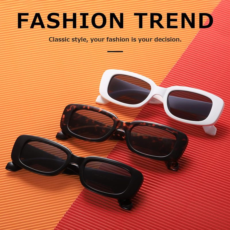Rectangular Sunglasses For Women Men Trendy Retro Fashion Glasses 90s Vintage Fashionable UV 400 Protection Square Frame_voghion.com