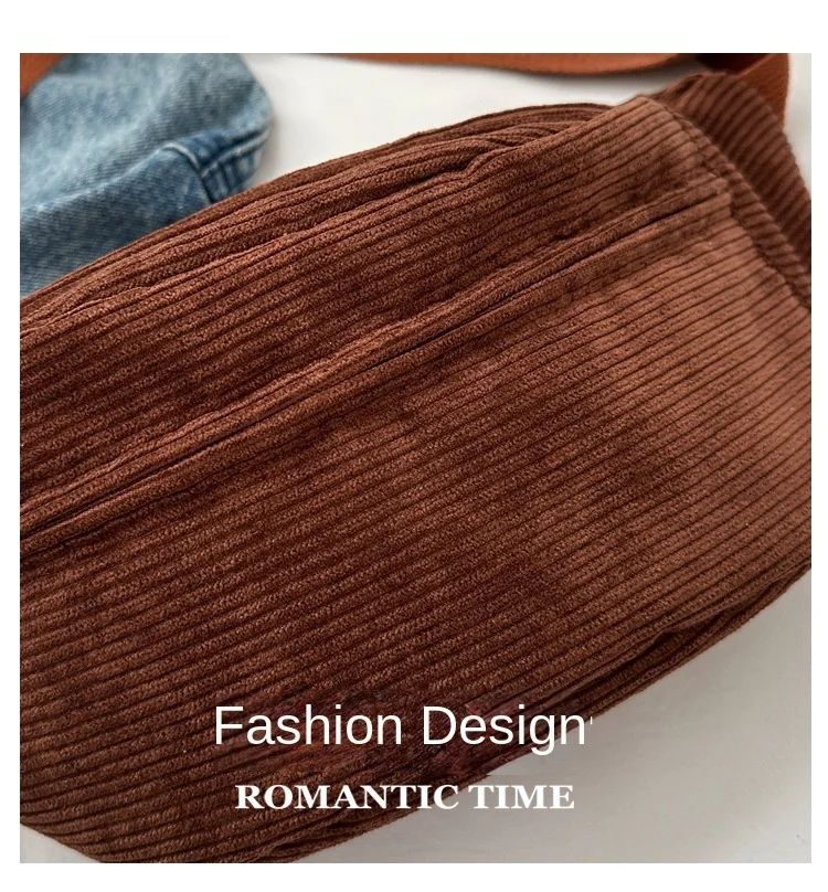 Borsa a tracolla da donna in velluto a coste, in tela, per studenti, 2025, marsupio, alla moda, con cintura a banana per telefono femminile_voghion.com