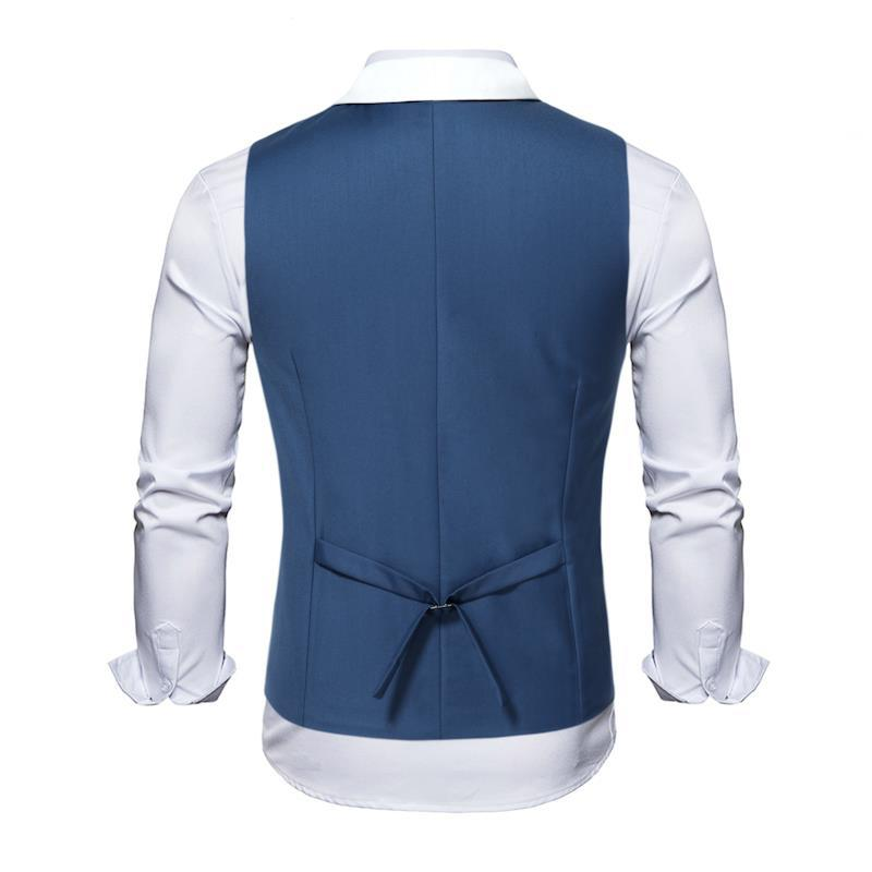 Zweireihige Freizeitweste für Herren mit kontrastierendem grünem Kragen_voghion.com