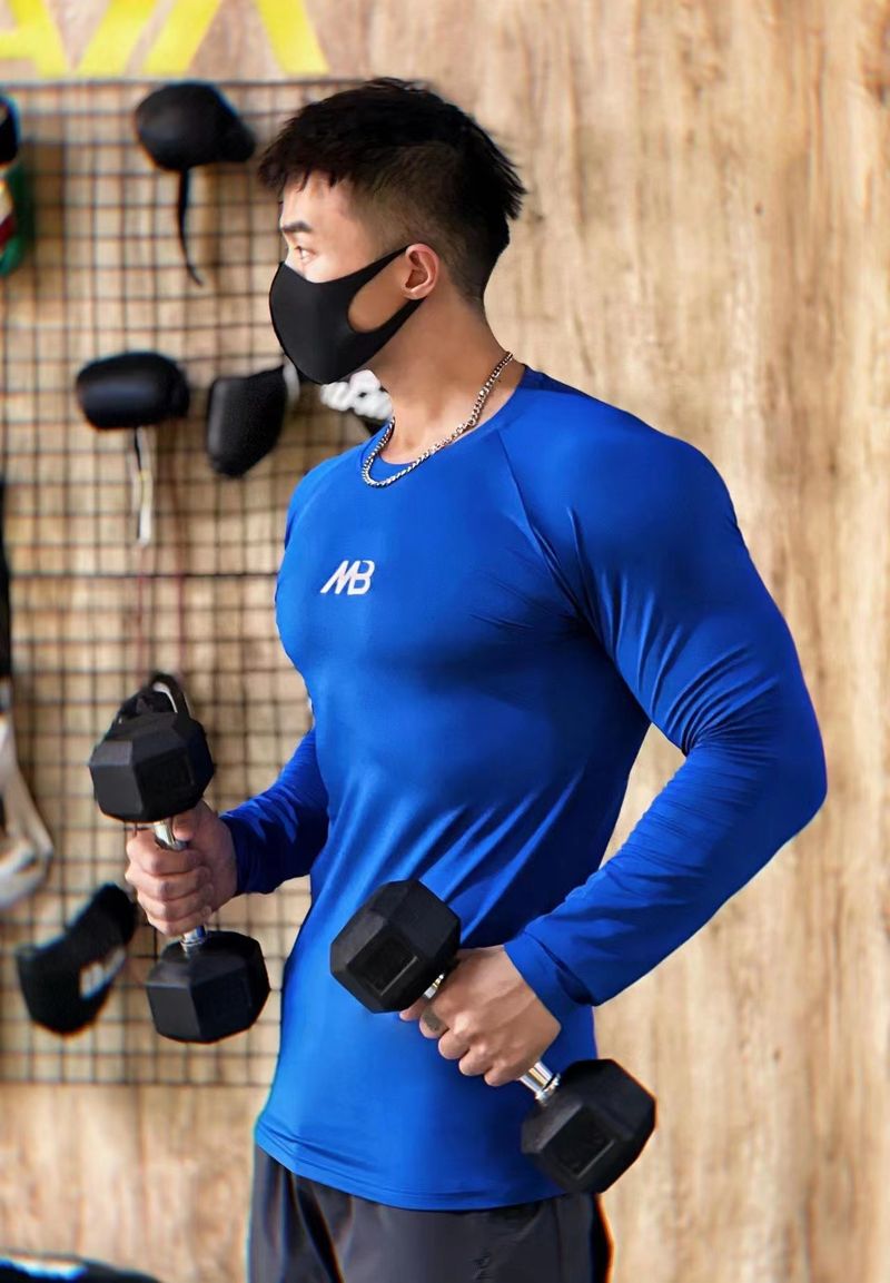 2025 Herfst Fitness Pak Heren Effen Kleur Lange Mouw Strak Elastisch Snel Drogend Sport Top Ademend T-shirt Basis_voghion.com