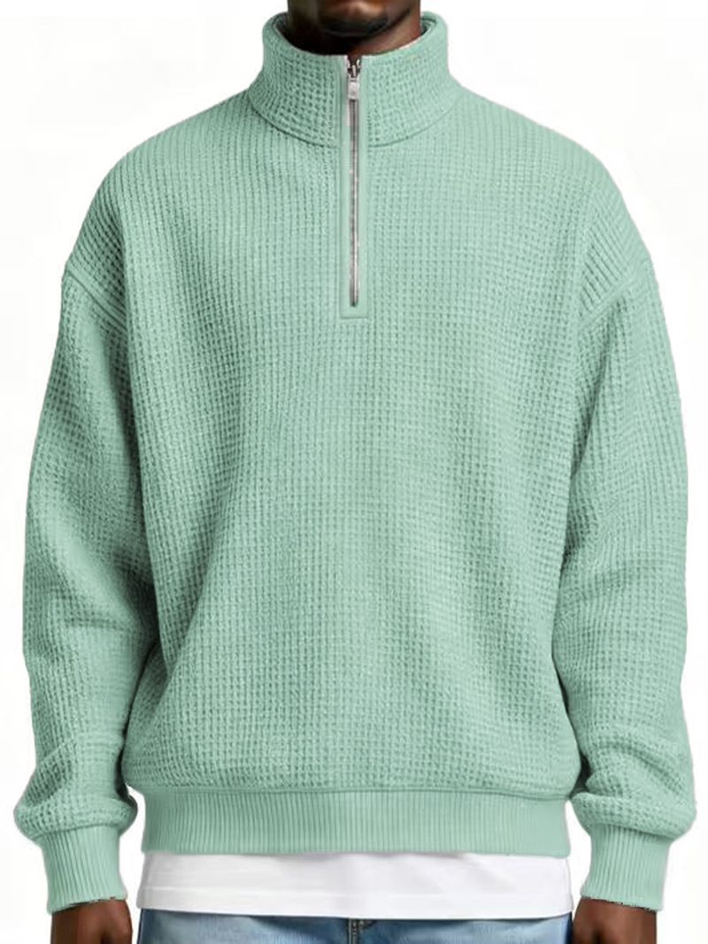 Herren-Kapuzenpullover mit Reißverschluss und Waffelstruktur – Leichter Freizeitpullover für Sport und Streetwear (mehrere Farben und Größen)_voghion.com