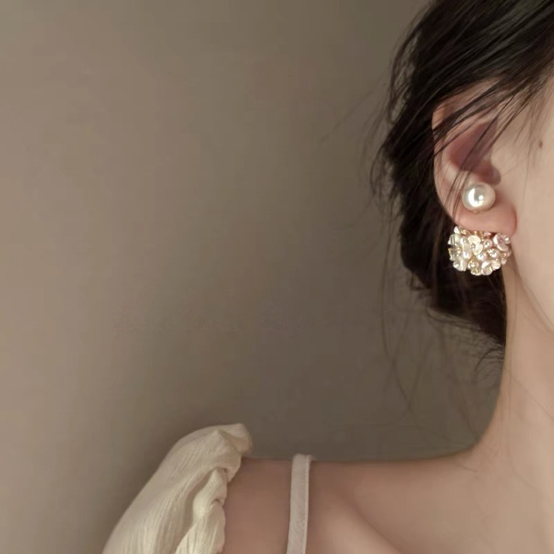 Orecchini geometrici retrò con perle, orecchini a bottone esagerati, orecchini di lusso di alta gamma, orecchini da donna_voghion.com