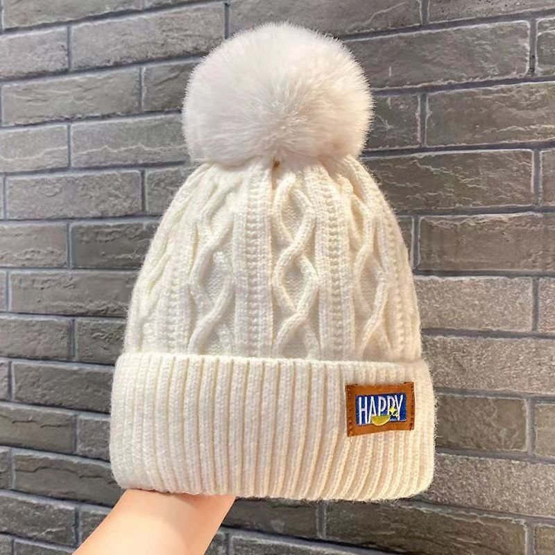for Women Winter Thickened Windproof Pullover Maternity Warm Korean Style Versatile Pom Knitted Hat_voghion.com