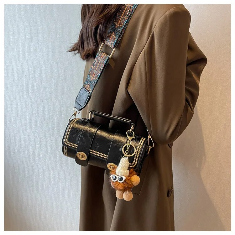 Mini Rtro Fmal Bags PU Lathr Fashion Cross Body Handbags With Advancd Sns Singl Shouldr Portabl Cylindr_voghion.com