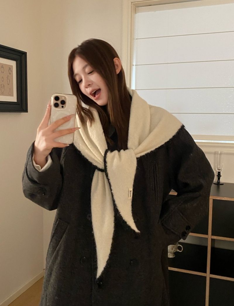 Sciarpa lavorata a maglia triangolare calda in stile coreano da donna, stile autunno-inverno, in misto lana di alta qualità_voghion.com