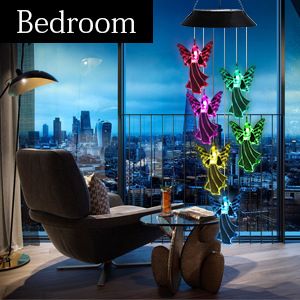 Carillon éolien féerique et solaire d'extérieur, luminaire décoratif coloré pour jardin ou parc_voghion.com