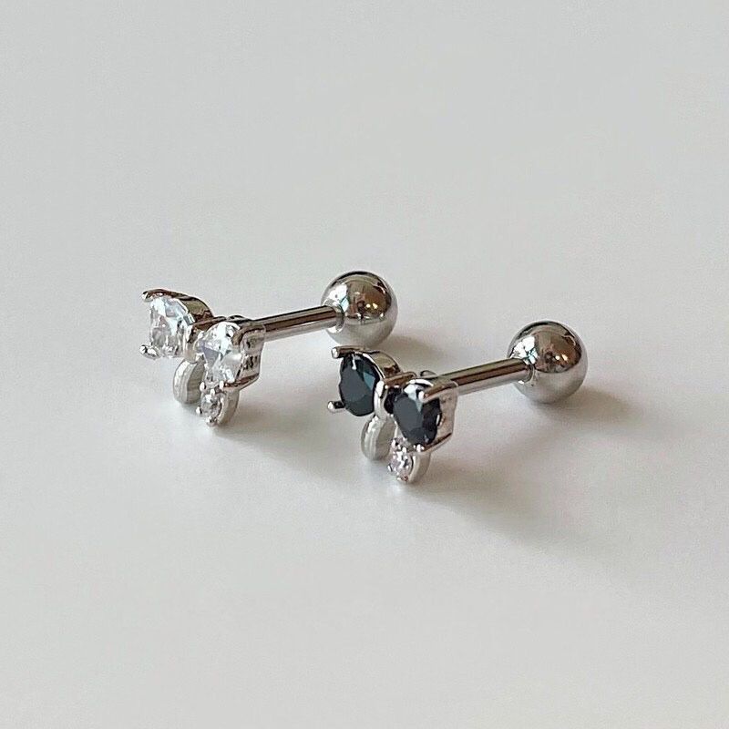 Celebrità di Internet con lo stesso stile, piccola personalità delicata, orecchini a fiocco in zircone bianco e nero, viti,_voghion.com