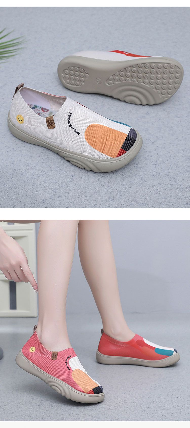Neue Damenschuhe aus altem Peking-Stoff, trendige, bemalte Freizeitschuhe, weiche Sohle, weiche Oberfläche, fliegendes Weben, dicke Sohle, einpedalige Einzelschuhe_voghion.com