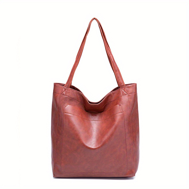 Pocket Women's Soft Handheld One Shoulder Oil and Wax Leather Large Capacity Fashion New Tote Bag_voghion.com
