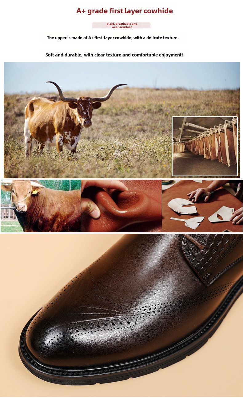 Sommer leder herren leder herren schuhe Business kleid herren leder schuhe High-end-kopf schicht rindsleder Brock geschnitzt Derby schuhe_voghion.com