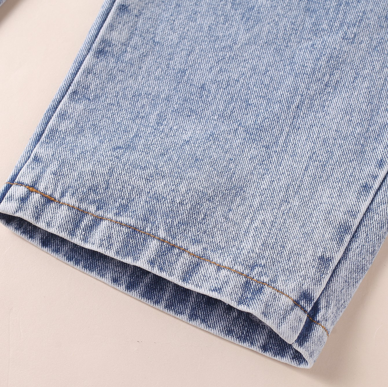 Conjunto de dos piezas de jersey de lana con lunares, color liso, sin mangas y hombros descubiertos para madre e hija, con pantalones vaqueros rotos_voghion.com