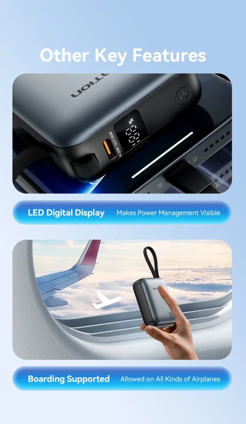 Vention 10000mAH Power Bank Schnelle Lade PD 35W Tragbare Mini Powerbank Für IPhone 17 16 15 Xiaomi Externe Batterie_voghion.com