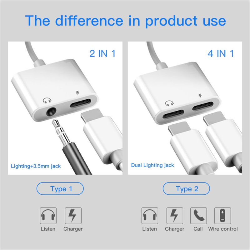 2in1 Audio Ladegerät Adapter Splitter Dual Kopfhörer Aux IPhone 14 13 12 11 X Pro_voghion.com