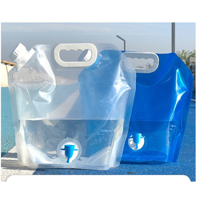 Outdoor Large Capacity Portable Folding Car Mountaineering Faucet 10L Plastic Bucket Camping Water Bag_voghion.com