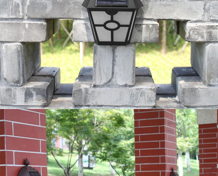 Vintage Hexagon Solar Wall Light - Outdoor Waterproof LED Garden Fence Lamp With Warm/White Light_voghion.com