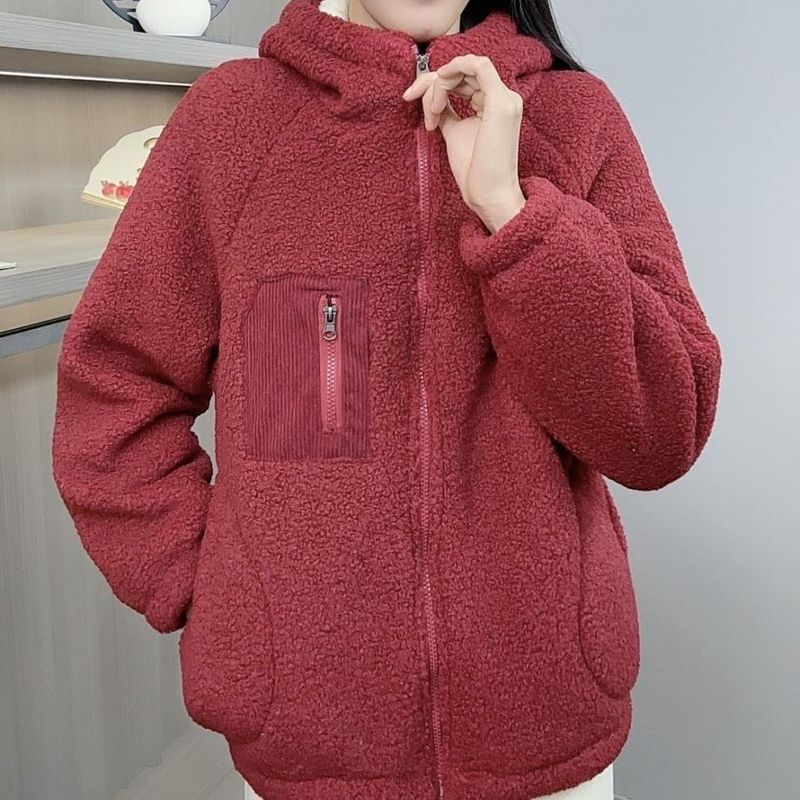 Damen-Oversize-Wollmischungsmantel – Winterjacke mit Kapuze, Samtfutter und dicker Wattierung_voghion.com