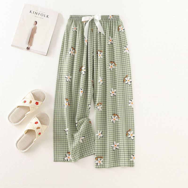 Women's Sleepwears Cotton silk pajama pants beach pants can be worn over a large size home dress nine point pants_voghion.com