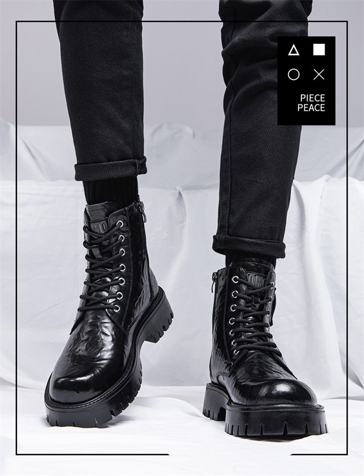 Men's Shoes 2025 Winter New Mid Length Workwear British Style Leather Boots Men's Plus Velvet Warm Cotton Boots_voghion.com