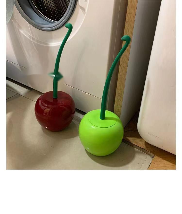 Set di scopino per WC creativo in plastica per la pulizia quotidiana con manico lungo e setole morbide Cherry Household_voghion.com